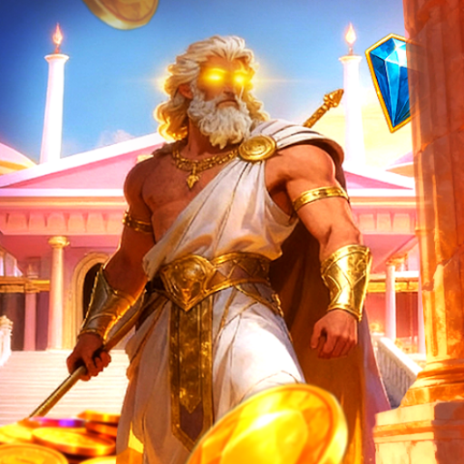 Luck of Olymp app icon — Greek god in golden armor